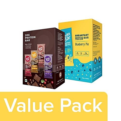 Yoga bar Breakfast Protein Bar - Blueberry 50 gm + Protein Variety Bar 60 gm, Combo 2 Items 