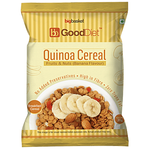 GoodDiet Quinoa Cereal - With Fruits & Nuts, Banana Flavour, 6x30 g Multipack 