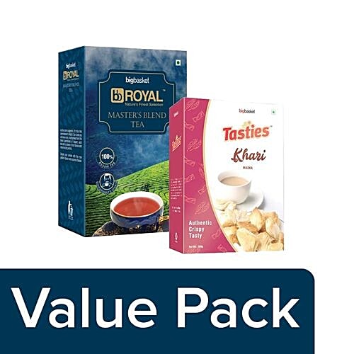 bb Combo Tasties Khari - Maska 200 gm + bb Royal Tea - Masters Blend 250 gm, Combo 2 Items