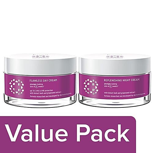 Kaya Clinic Flawless Day Cream+Replenishing Night Cream, Combo 2 Items 