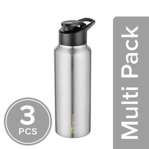 BB Home Frost Stainless Steel Bottle With Sipper Cap - Steel Matt Finish, PXP 1004 CQ, 3x750 ml Multipack 
