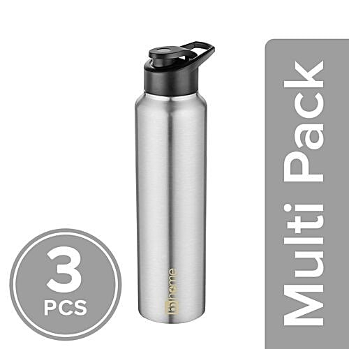 BB Home Frost Stainless Steel Bottle With Sipper Cap - Steel Matt Finish, PXP 1004 DQ, 3x1 L Multipack 