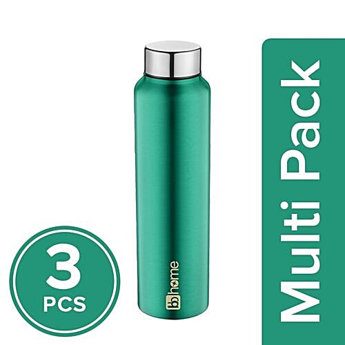 BB Home Frost Stainless Steel Bottle With Steel Cap - Turquoise Colour, PXP 1004 DV, 3x1 L Multipack 