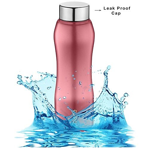 BB Home Trendy Stainless Steel Bottle With Steel Cap - Metallic Pink Finish, PXP 1002 BK, 3x500 ml Multipack 