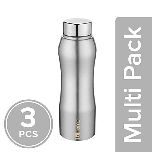 bb home Trendy Stainless Steel Water Bottle With Steel Cap - Steel Matt Finish, 3x1 L Multipack 