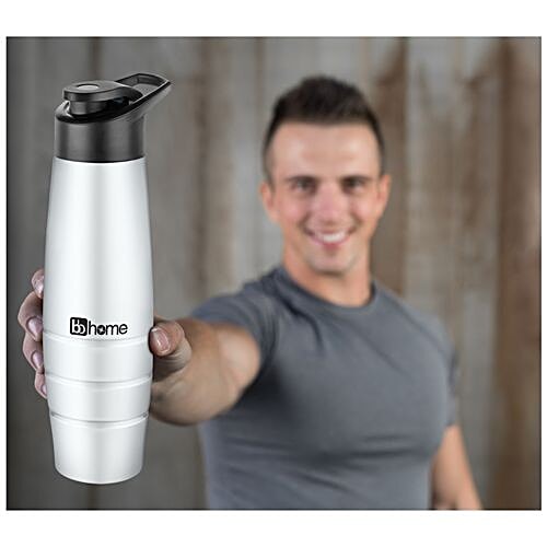 BB Home Aqua stainless steel Bottle with Sipper Cap - White Matt Finish, PXP 1003 DQ, 3x1 L Multipack 