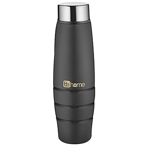 BB Home Aqua Stainless Steel Bottle With Steel Cap - Black Colour, PXP 1003 DV, 3x1 L Multipack 