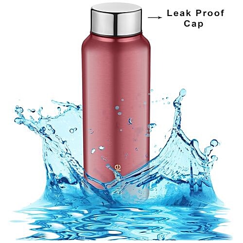 BB Home Frost Stainless Steel Bottle With Steel Cap - Metallic Pink Finish, PXP 1009 BK, 2x500 ml Multipack 