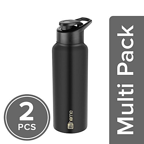 BB Home Frost Stainless Steel Bottle With Sipper Cap - Black, PXP 1004 CQ, 2x750 ml Multipack 