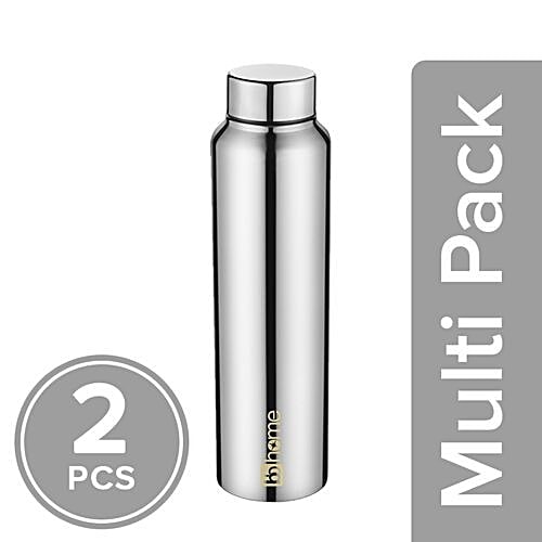 BB Home Frost Stainless Steel Bottle With Steel Cap - Steel Mirror Finish, PXP 1004 DV, 2x1 L Multipack 