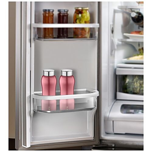 BB Home Trendy Stainless Steel Bottle With Steel Cap - Metallic Pink Finish, PXP 1002 BK, 2x500 ml Multipack 
