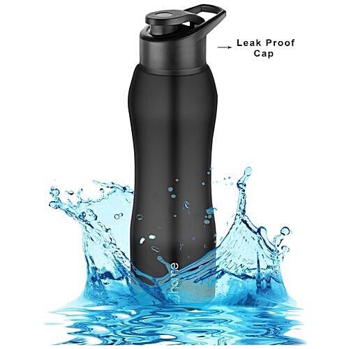 BB Home Trendy Stainless Steel Bottle With Sipper Cap - Black Finish, PXP 1002 CQ, 2x750 ml Multipack 