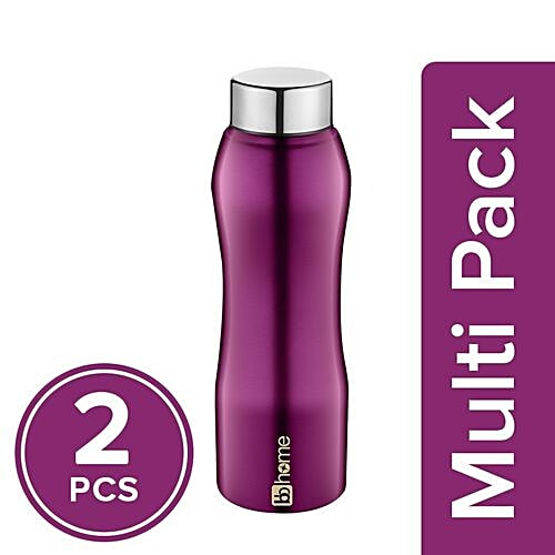 BB Home Trendy Stainless Steel Bottle With Steel Cap - Purple, PXP 1002 CV, 2x750 ml Multipack 