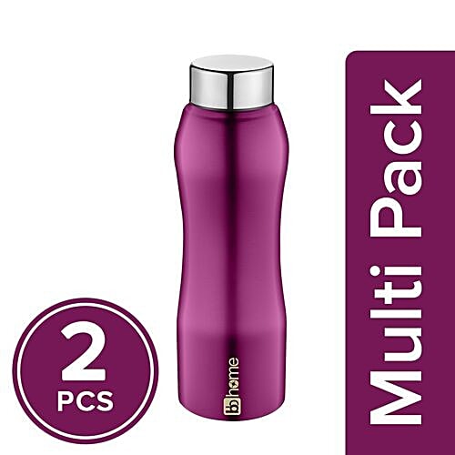 BB Home Trendy Stainless Steel Bottle With Steel Cap - Purple, PXP 1002 DV, 2x1 L Multipack 