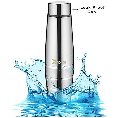 BB Home Aqua Stainless Steel Bottle With Steel Cap - Steel Mirror Finish, PXP 1003 CK, 2x650 ml Multipack 