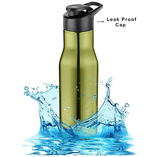 BB Home Puro Stainless Steel Bottle With Sipper Cap - Metallic Green Finish, PXP 1008 CQ, 2x750 ml Multipack 