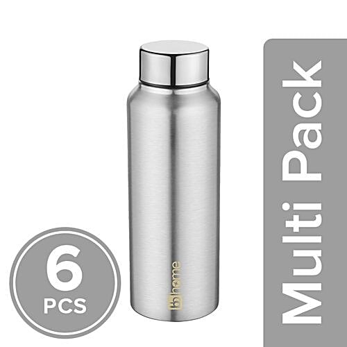 BB Home Frost Stainless Steel Bottle With Steel Cap - Steel Matt Finish, PXP 1004 CV, 6x750 ml Multipack 