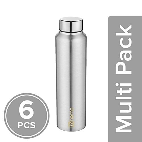 BB Home Frost Stainless Steel Bottle With Steel Cap - Steel Mirror Finish, PXP 1004 DV, 6x1 L Multipack 
