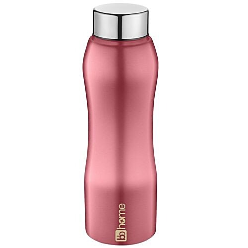 BB Home Trendy Stainless Steel Bottle With Steel Cap - Metallic Pink Finish, PXP 1002 BK, 6x500 ml Multipack 