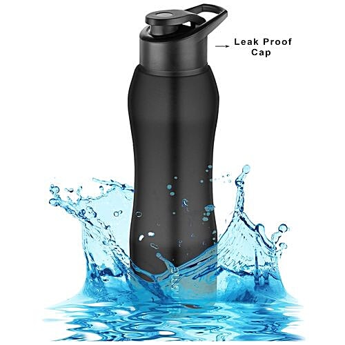 BB Home Trendy Stainless Steel Bottle With Sipper Cap - Black Colour, PXP 1002 DQ, 6x1 L Multipack 