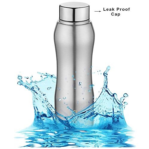 BB Home Trendy Stainless Steel Bottle With Steel Cap - Steel Matt Finish, PXP 1002 DV, 6x1 L Multipack 