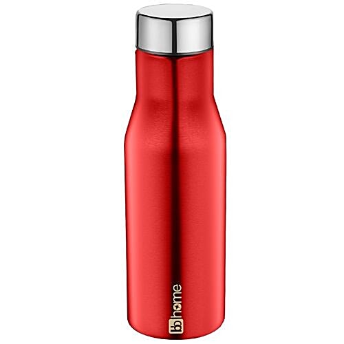 BB Home Puro Stainless Steel Bottle With Steel Cap - Dark Red Colour, PXP 1008 CV, 6x750 ml Multipack 