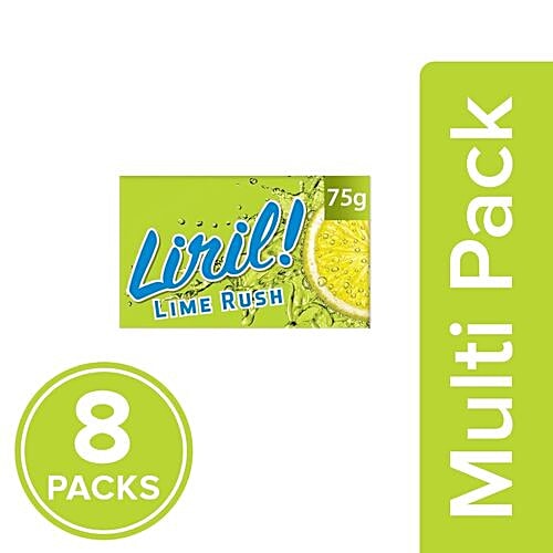Liril Soap Bar - Lime Rush, 8x75 g Multipack 