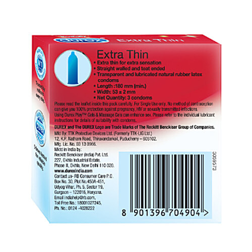 Durex Condoms - Extra Thin, 20x3's pack Multipack 