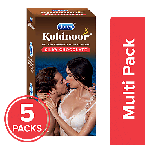 Durex Condoms - Silky Chocolate, Kohinoor, 5x10's pack Multipack 