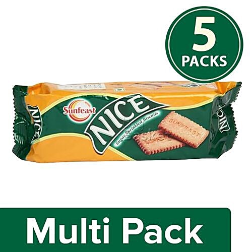 Sunfeast Nice - Sugar Sprinkled Biscuits, 5x150 g Multipack 