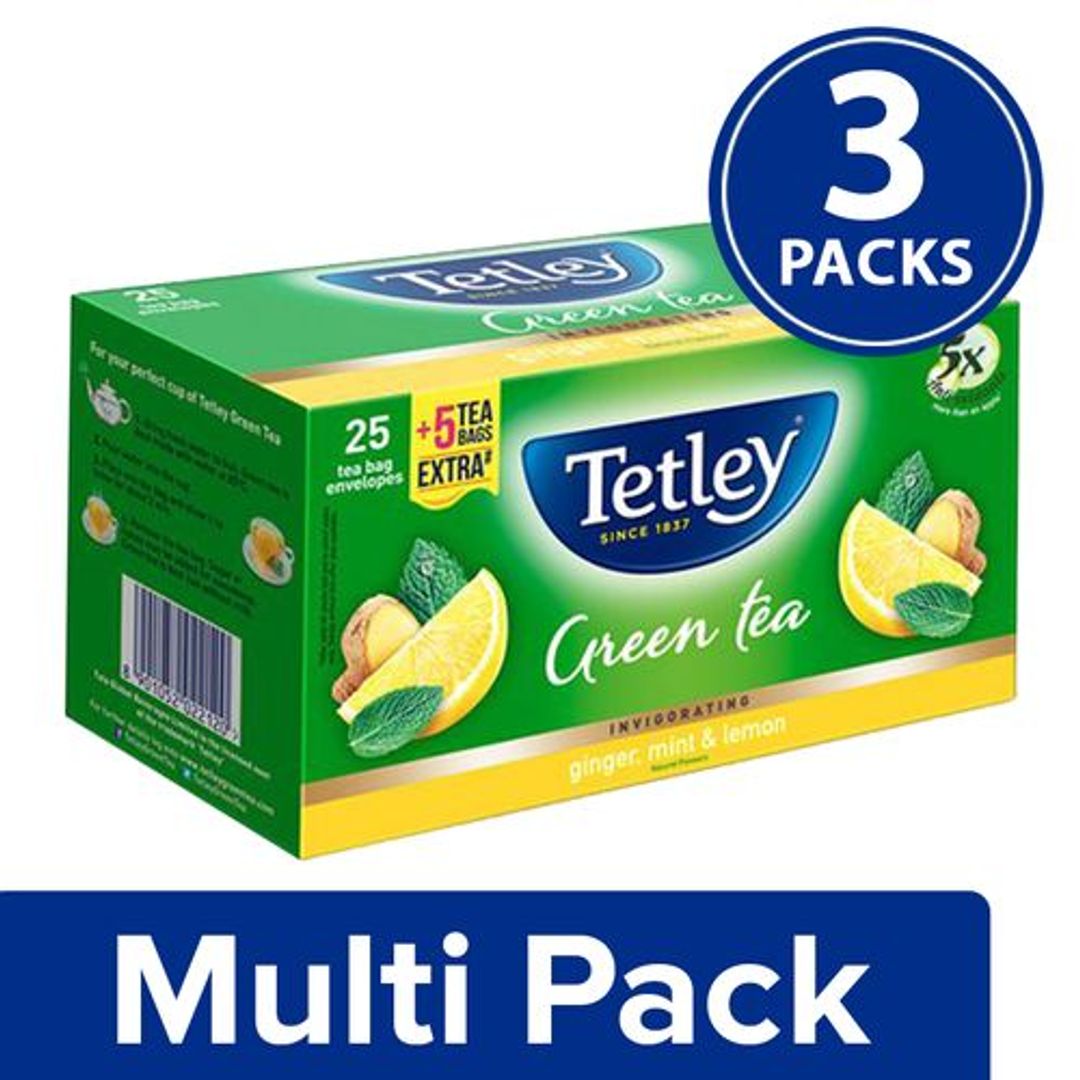 Tetley Green Tea - Ginger Mint Lemon, 3x25 Teabags Multipack