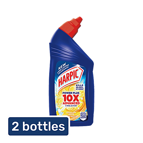 Harpic Disinfectant Toilet Cleaner Liquid - Lemon, Removes Dirt & Stains, 2x500 ml Multipack