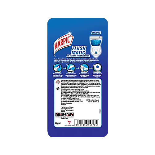 Harpic Cistern Block - Flushmatic, Toilet In, Mono Aquamarine, 3x50 g Multipack 