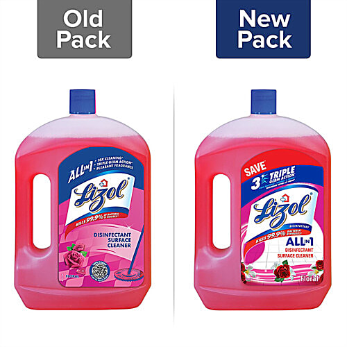 Lizol Disinfectant Surface & Floor Cleaner Liquid - Floral, 2 L (Pack of 2) 