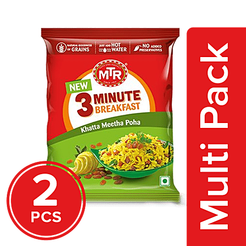 MTR Khatta Meetha Poha, 2x60 g Multipack 
