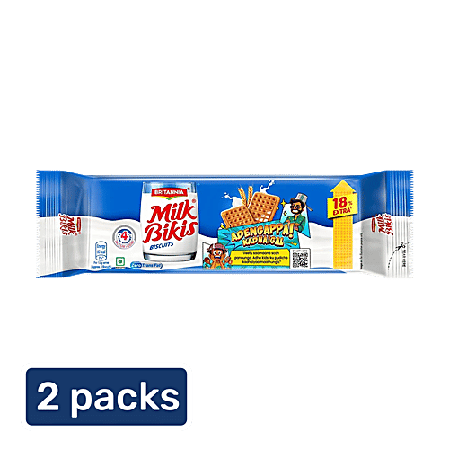 Britannia Milk Bikis Biscuits, 2x150 g (Multipack)