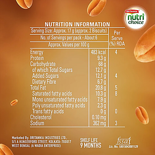 Britannia NutriChoice Digestive High Fibre Biscuits, 4x100 g Multipack 