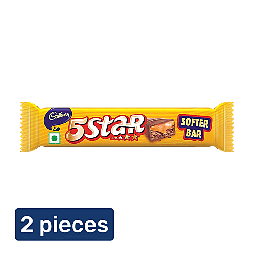 Cadbury 5 Star Chocolate Bar, 2x35.2 g (Multipack) Softer Bar, Made from Sustainably Sourced Cocoa, Indulge in a Chocolatey Delight, Delicious Caramel & Nougat