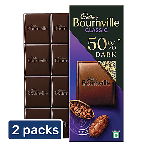 Cadbury Bournville Rich Cocoa 50% Dark Chocolate Bar, 2x75 g (Multipack) 