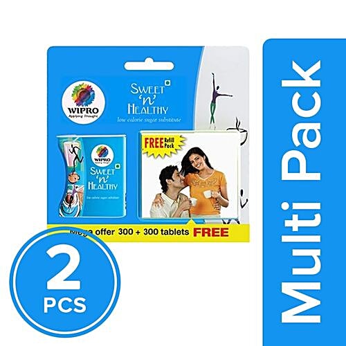 Wipro Sweet 'n' Healthy - Aspartame, 2x300 + 300 Tablets Multipack 