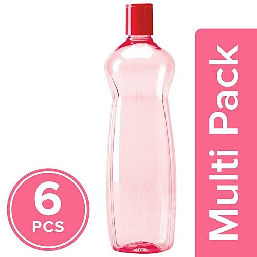 Milton Pacific PET Fridge Plastic Water Bottle - Red, 6x1 L Multipack 