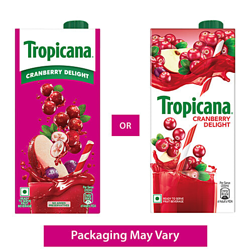 Tropicana Delight Fruit Juice - Cranberry, 2x1 L (Multipack) 
