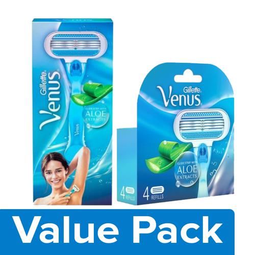 Buy Gillette Venus - Hair Removal Razor, For Women 1 pc + Razor Blades For  Women 4 pcs Online at Best Price of Rs 849 - bigbasket