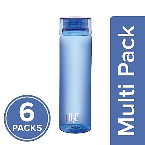 Cello H2O Unbreakable Water Bottle - Blue, 6x1 L Multipack 