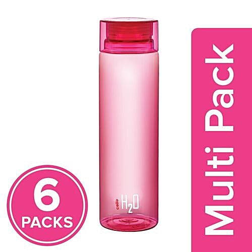 Cello H2O Unbreakable Water Bottle - Pink, 6x1 L Multipack 