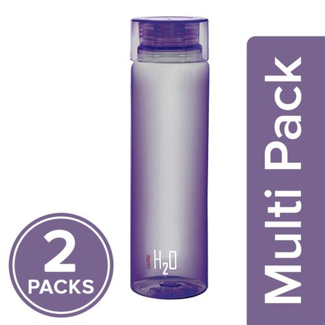Cello Water Bottle - H2O, Purple, 2x1 L Multipack
