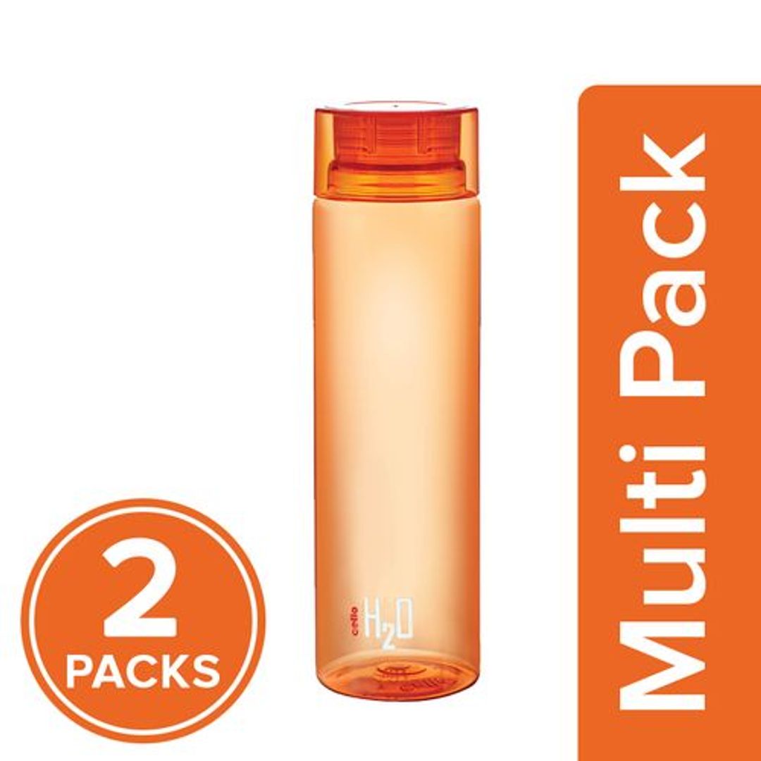 Cello H2O Unbreakable Water Bottle - Orange, 2x1 L Multipack