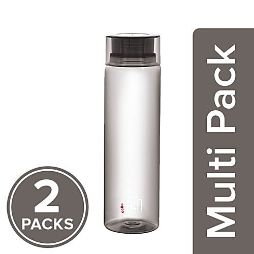 Cello H2O Unbreakable Water Bottle - Black, 2x1 L Multipack 