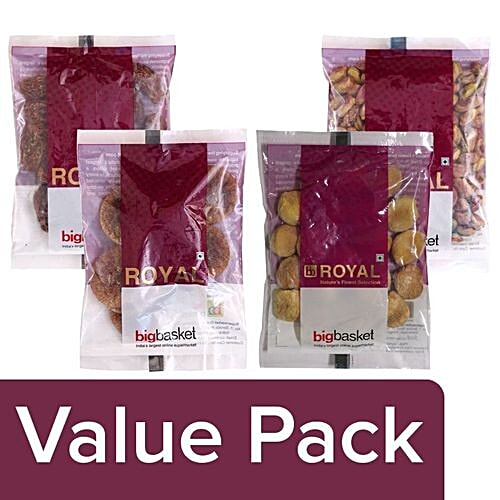 bb Royal Figs/Anjeer 100G + Dry Dates 100G + Pista Kernel Plain 100G + Dry Apricots 100G, Combo 4 Items 