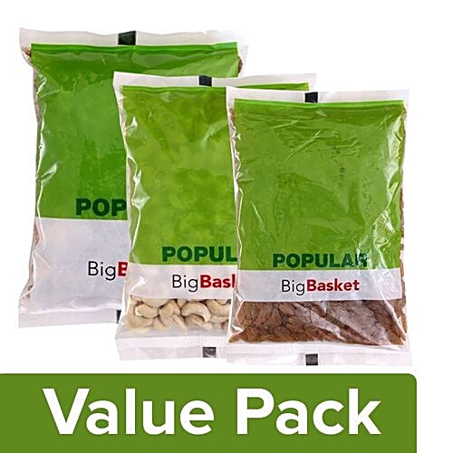 bb Popular Walnut Kernels/Akharot Tukda 200gm + Cashew Whole 500gm + Raisins Indian 500gm, Combo 3 Items 